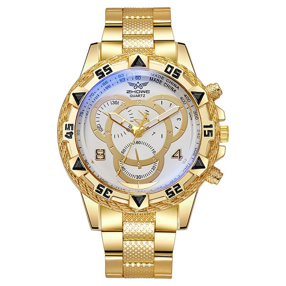 Fashion Business Style Men's Quartz Watch Stainless Steel Band Alloy Case Round Dial