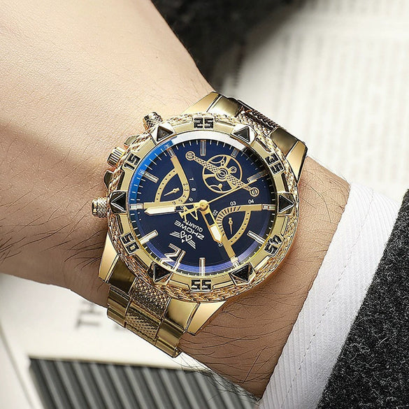Fashion Business Style Men's Quartz Watch With Alloy Case Stainless Steel Band And Round Dial