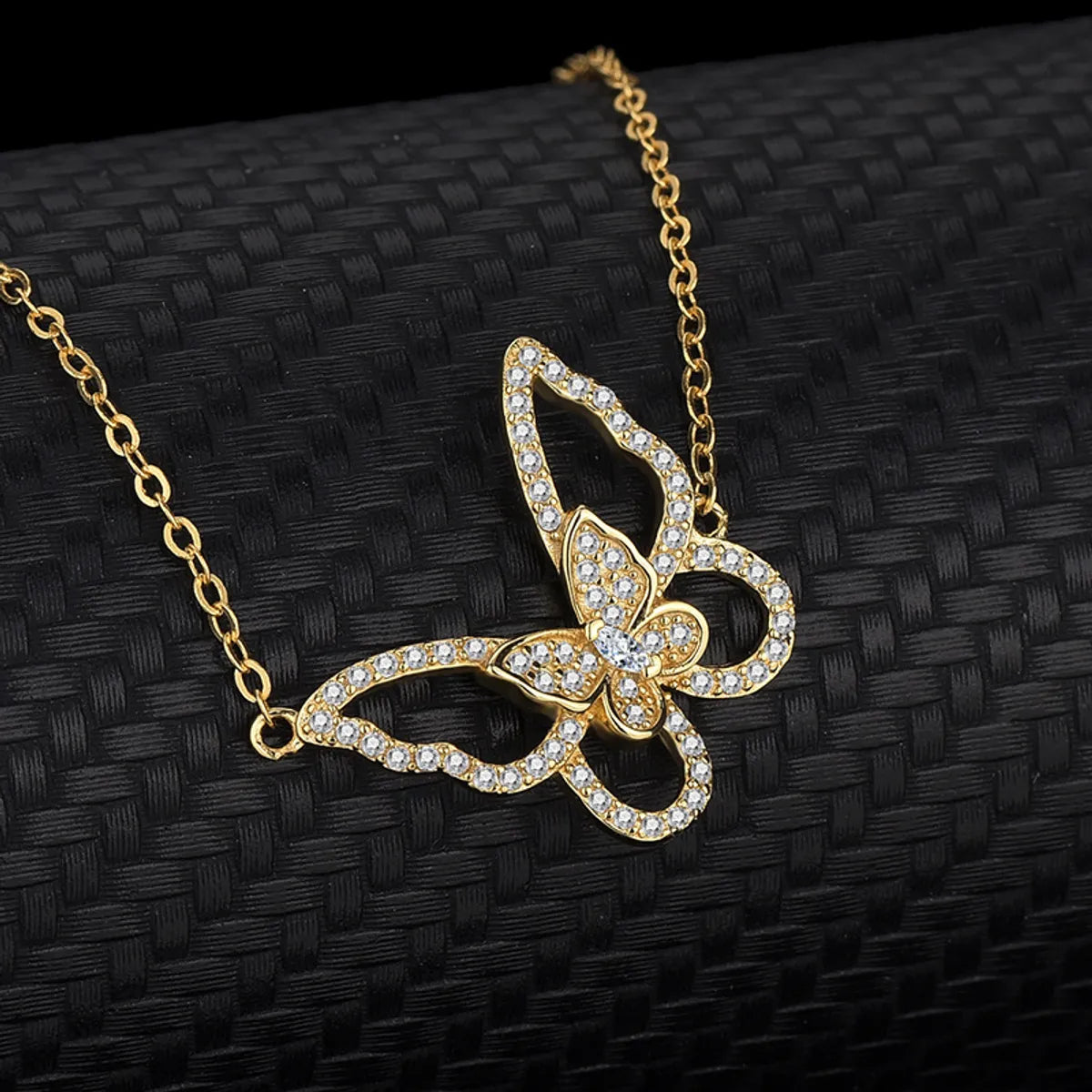 Fashion Butterfly 925 Silver Plating Artificial Rhinestones Pendant Necklace