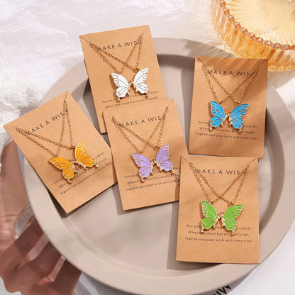 Fashion Butterfly Alloy Enamel Necklace