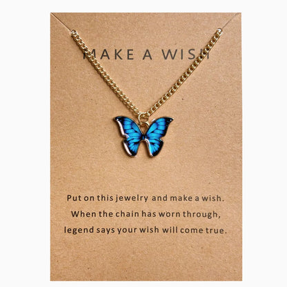 Fashion Butterfly Alloy Enamel Necklace