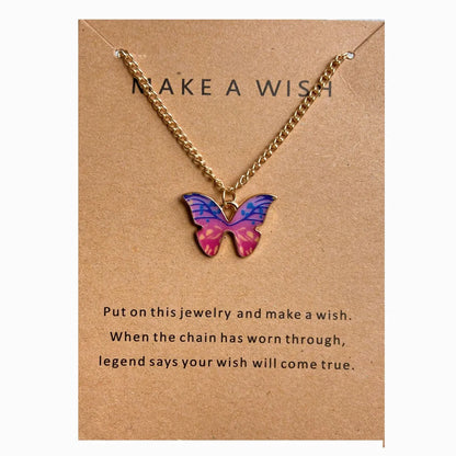 Fashion Butterfly Alloy Enamel Necklace