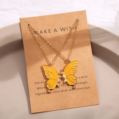 Fashion Butterfly Alloy Enamel Necklace