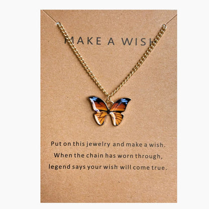 Fashion Butterfly Alloy Enamel Necklace