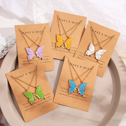 Fashion Butterfly Alloy Enamel Necklace