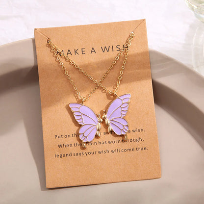 Fashion Butterfly Alloy Enamel Necklace