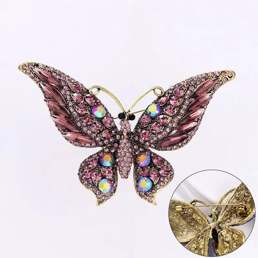 Fashion Butterfly Alloy Enamel Rhinestones Women'S Brooches