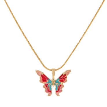 Fashion Butterfly Alloy Enamel Women's Pendant Necklace 1 Piece