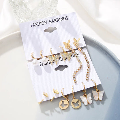 Fashion Butterfly Alloy Inlay Rhinestones Dangling Earrings 1 Set