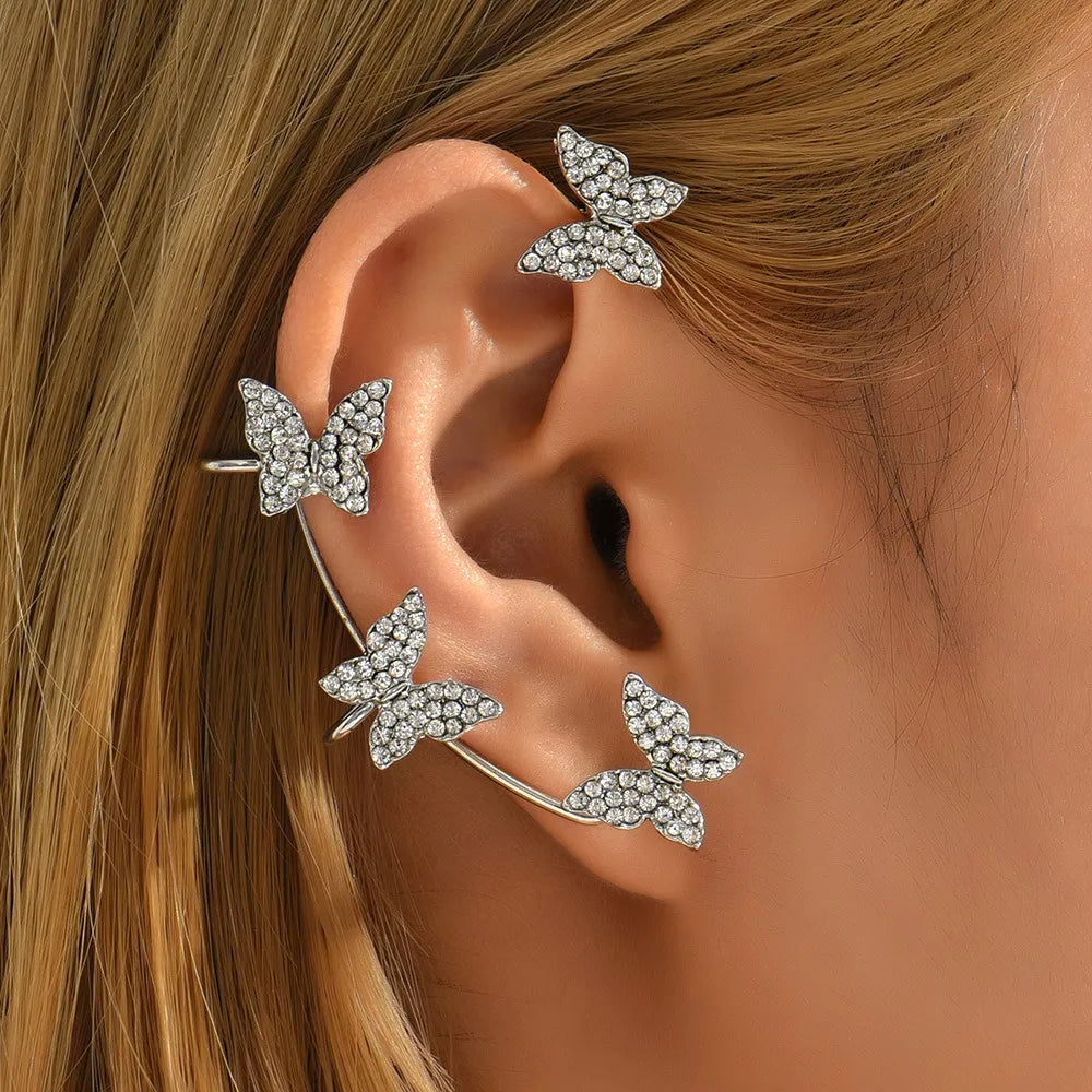 Fashion Butterfly Alloy Inlay Rhinestones Earrings