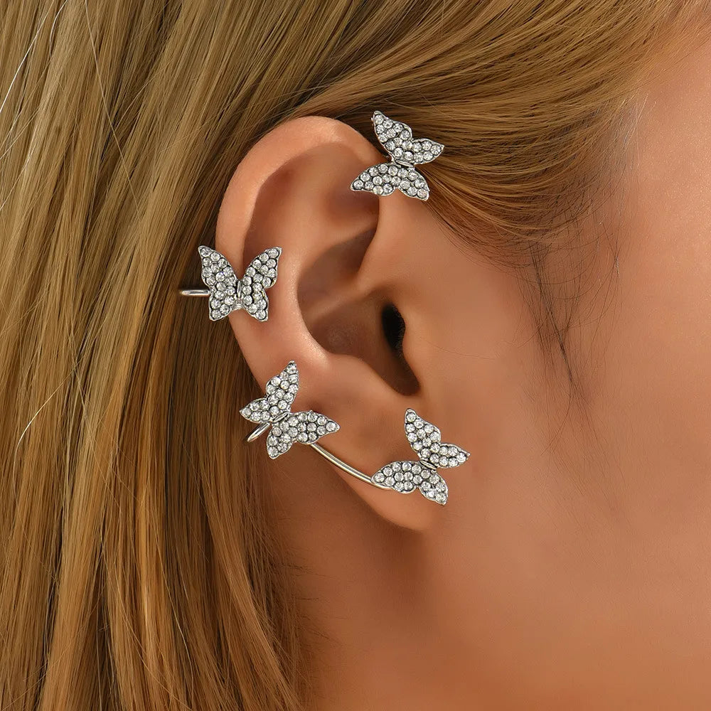 Fashion Butterfly Alloy Inlay Rhinestones Earrings