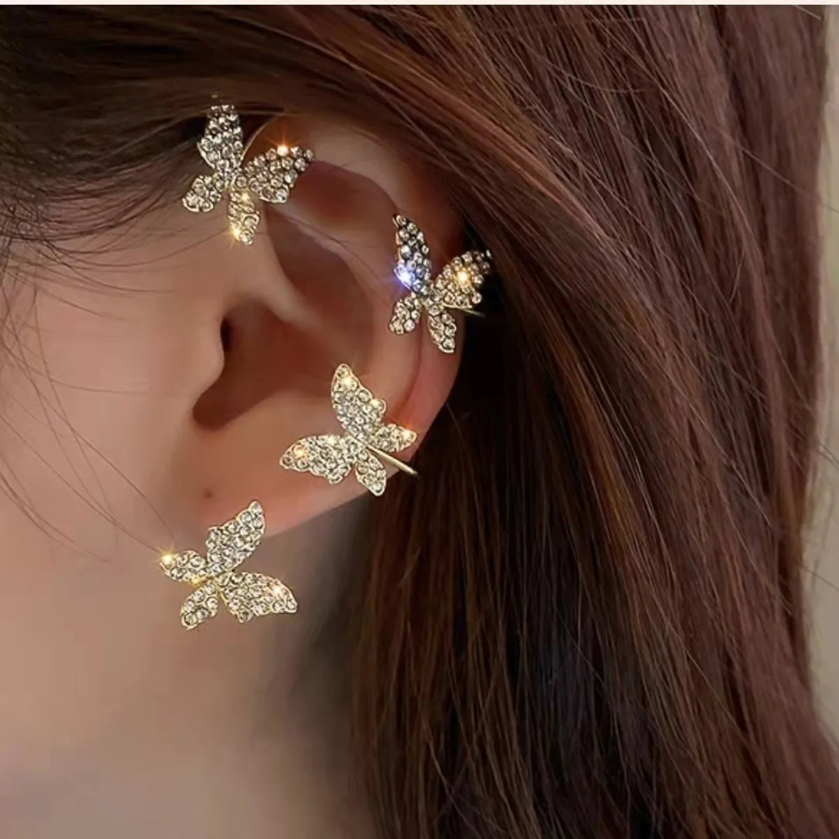 Fashion Butterfly Alloy Inlay Rhinestones Earrings