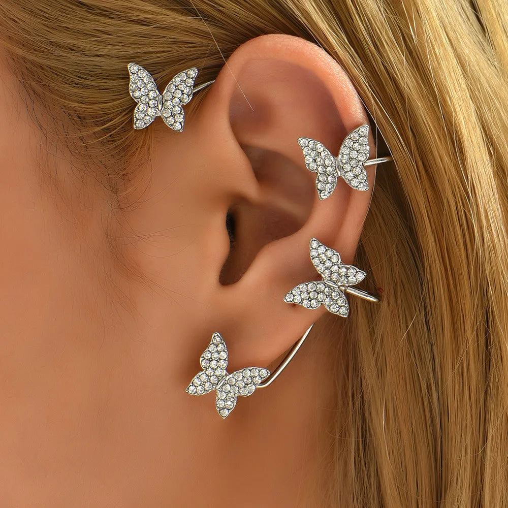 Fashion Butterfly Alloy Inlay Rhinestones Earrings