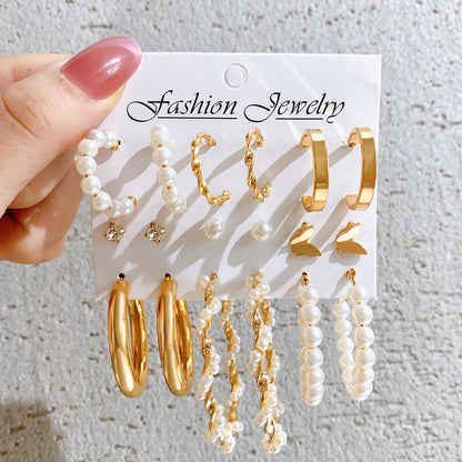 Fashion Butterfly Alloy Plating Artificial Pearls Earrings 1 Set