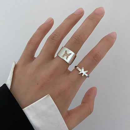 Fashion Butterfly Alloy Plating Couple Rings