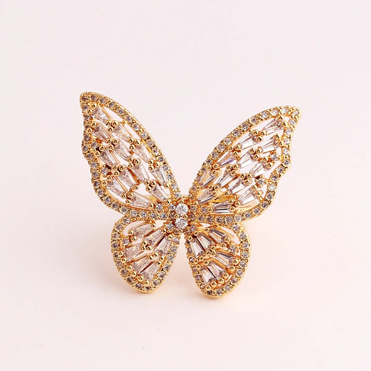 Fashion Butterfly Copper Inlaid Zircon Rings 1 Piece