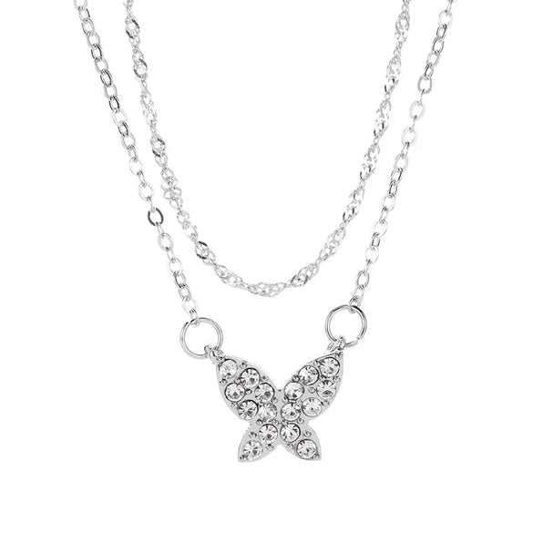 Fashion Butterfly Copper Inlay Zircon Necklace 1 Piece