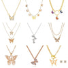Fashion Butterfly Copper Inlay Zircon Necklace 1 Piece