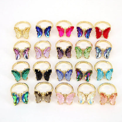 Fashion Butterfly Copper Open Ring Inlay Zircon Copper Rings