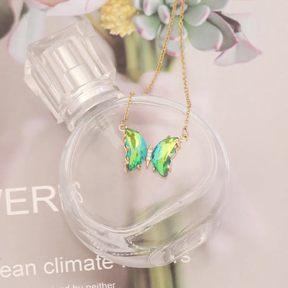 1 Piece Fashion Butterfly Copper Plating Inlay Glass Pendant Necklace