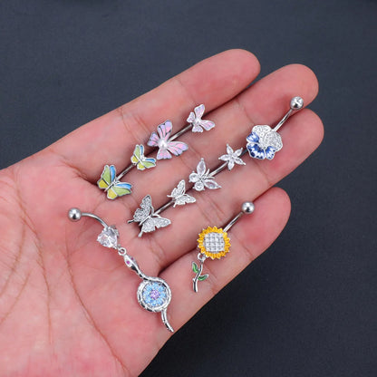 Fashion Butterfly Copper Plating Zircon Belly Ring