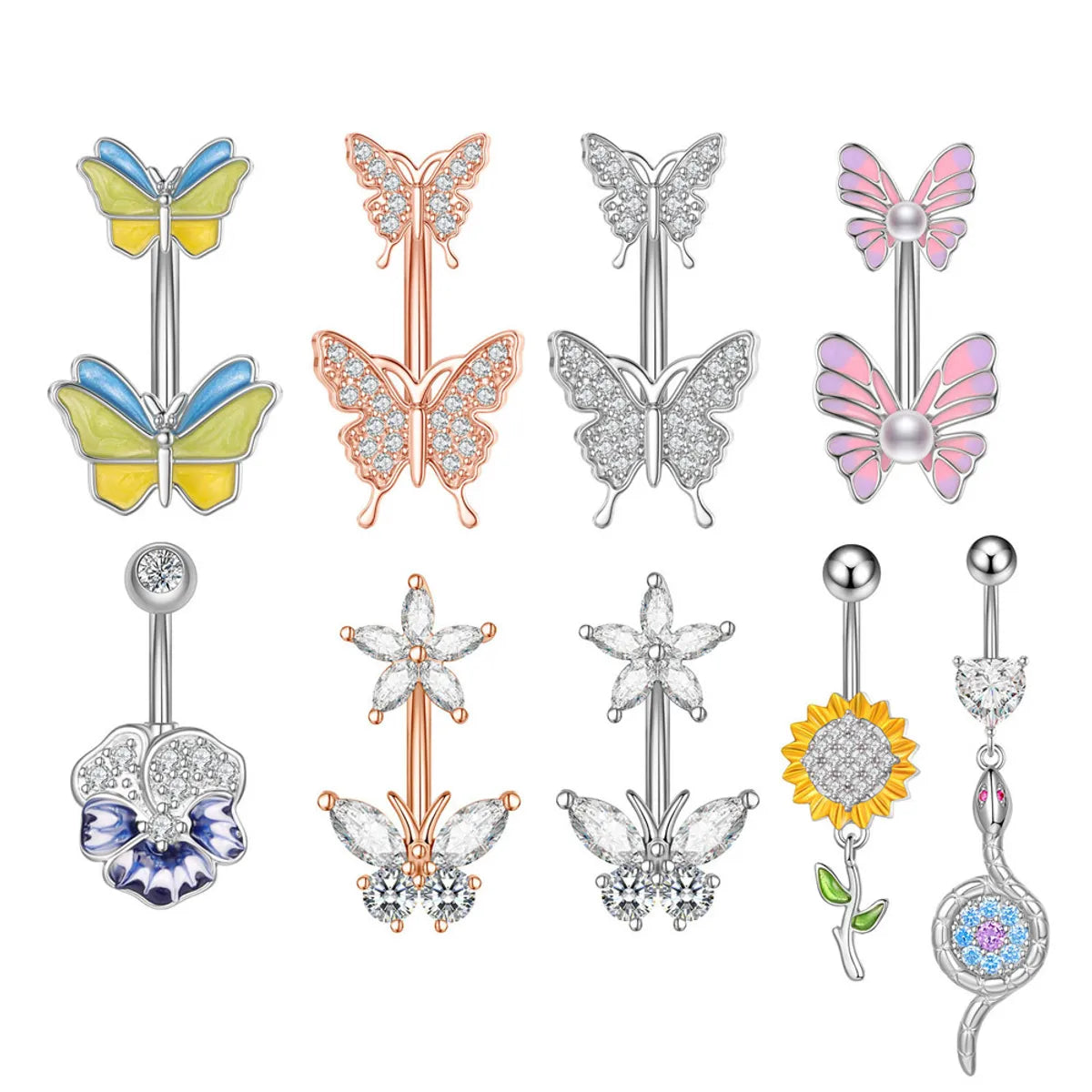 Fashion Butterfly Copper Plating Zircon Belly Ring