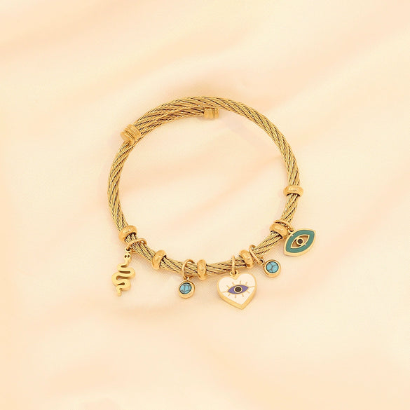 Fashion Butterfly Drop Oil Eye Stainless Steel Electroplated Bracelet Jewelry