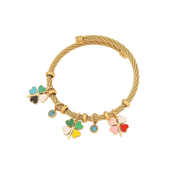 Fashion Butterfly Drop Oil Eye Stainless Steel Electroplated Bracelet Jewelry