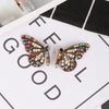 Fashion Butterfly Earrings Alloy Stained Glass Diamond Vintage Jewelry