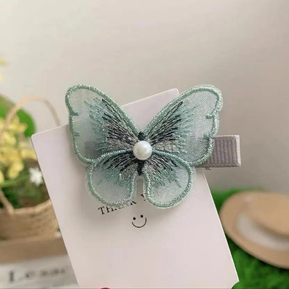 Fashion Butterfly Imitation Pearl Cloth Embroidery Hair Clip 1 Piece