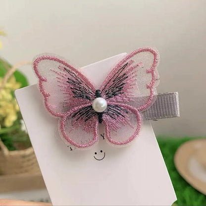 Fashion Butterfly Imitation Pearl Cloth Embroidery Hair Clip 1 Piece