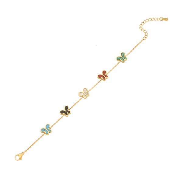 Fashion Butterfly Insect Pattern Stainless Steel Clavicle Chain Necklace Suit With Electroplating Treatment