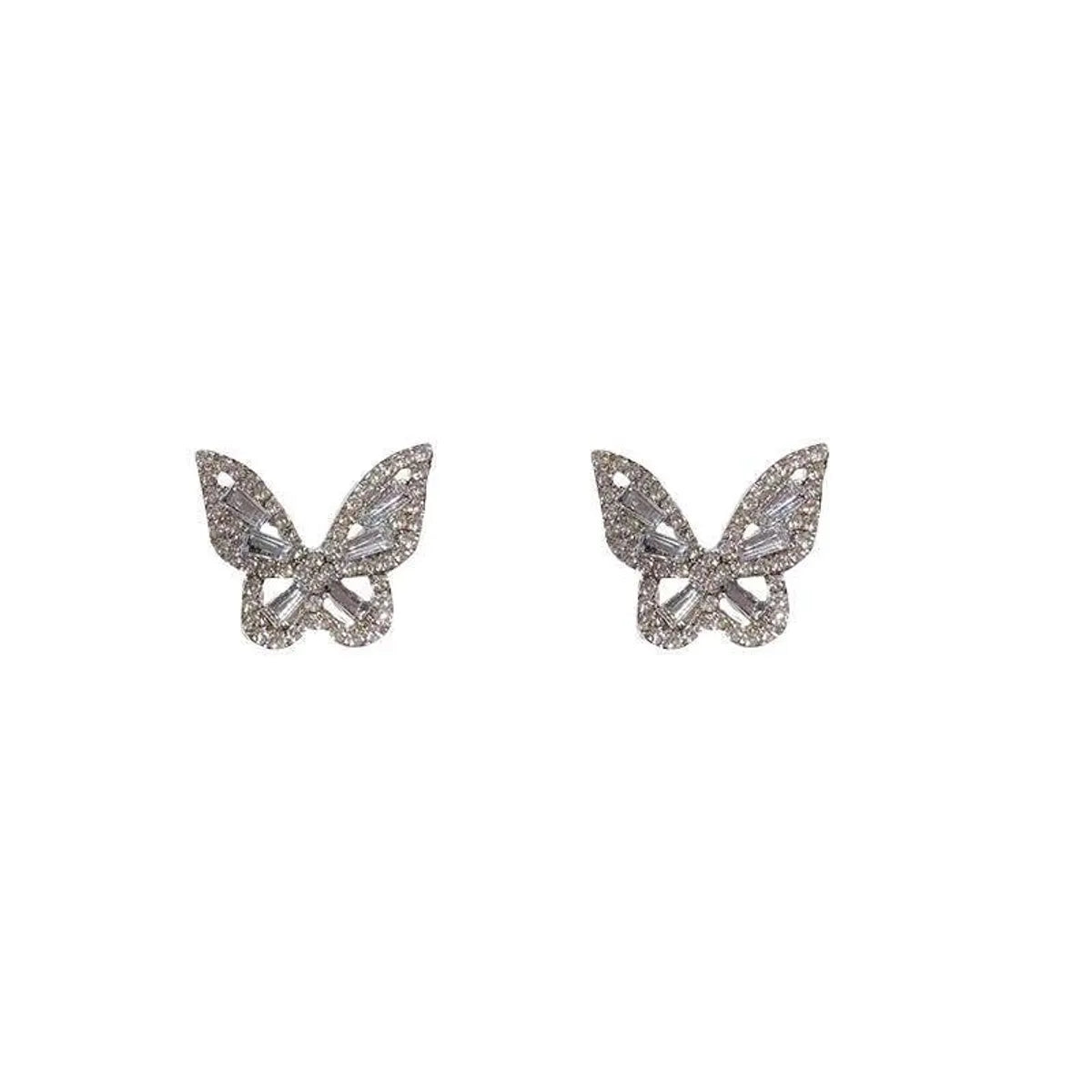 Fashion Butterfly Metal Inlay Rhinestones Women's Rings