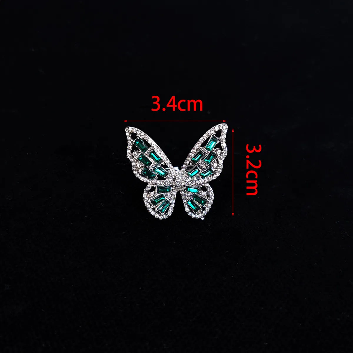 Fashion Butterfly Metal Inlay Rhinestones Women's Rings