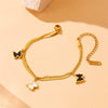 Fashion Butterfly Shell Stainless Steel Goldplated Doublelayered Chain Bracelet For Women