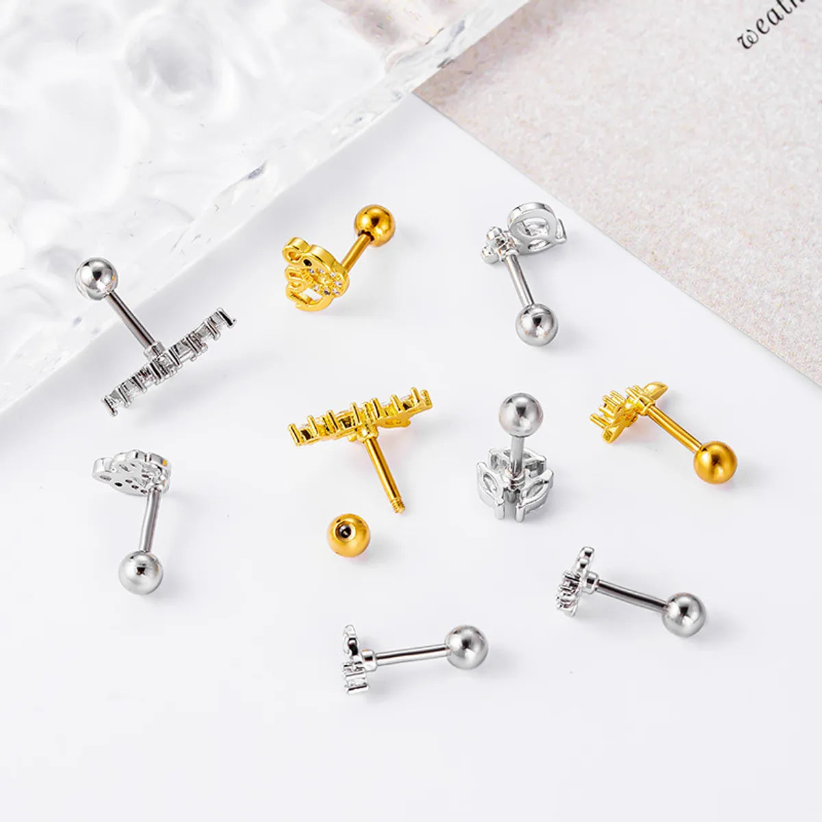 Fashion Butterfly Stainless Steel Copper Plating Inlay Zircon Ear Studs 1 Piece