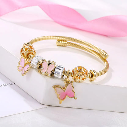 Fashion Butterfly Titanium Steel Bangle Paint Rhinestone Stainless Steel Bracelets