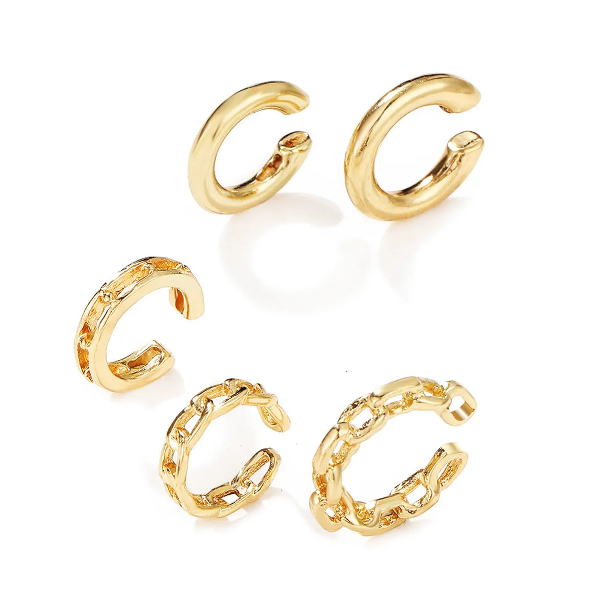 5 Pieces Fashion C Shape Plating Hollow Out Alloy Ear Clips