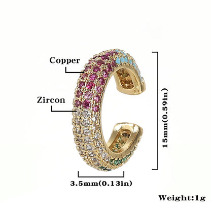 1 Piece Fashion C Shape Plating Copper Zircon Earrings