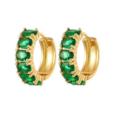 Luxurious Geometric Copper Zircon Gold Plated Hoop Earrings