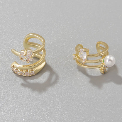 1 Piece Fashion C Shape Plating Inlay Copper Pearl Zircon Gold Plated Silver Plated Ear Clips