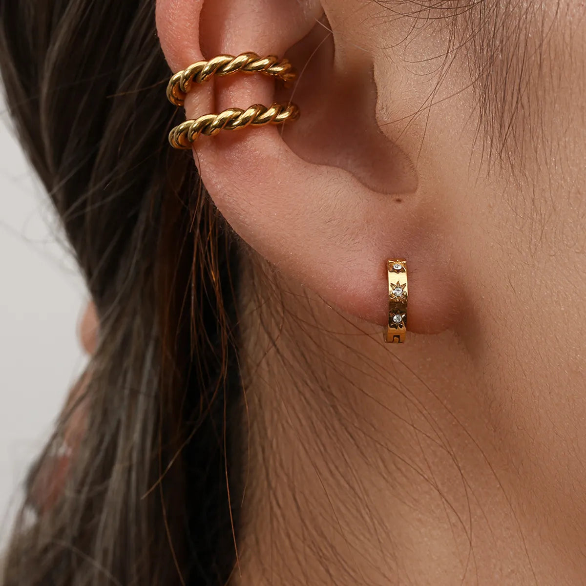 Fashion C Shape Plating Stainless Steel Gold Plated Ear Clips