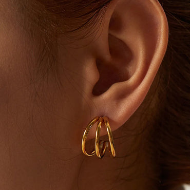 Fashion C Shape Gold Plated 304 Stainless Steel Ear Studs