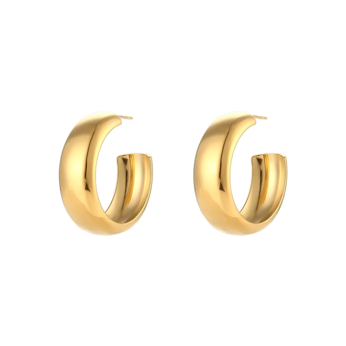 Fashion C Shape Plating 304 Stainless Steel 18K Gold Plated Earrings