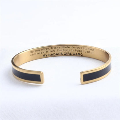 Fashion C Shape Stainless Steel Enamel Bangle