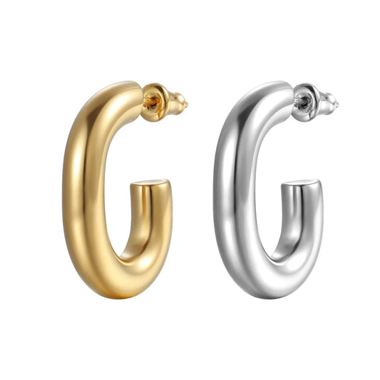 1 Pair Fashion C Shape Plating 201 Stainless Steel 18K Gold Plated Drop Earrings