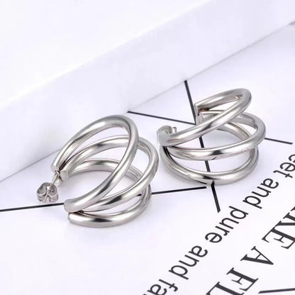 1 Pair Fashion C Shape Plating Stainless Steel Ear Studs