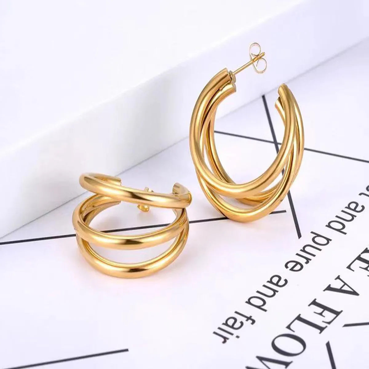 1 Pair Fashion C Shape Plating Stainless Steel Ear Studs