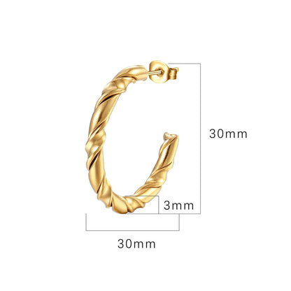 1 Pair Fashion C Shape Plating 201 Stainless Steel 18K Gold Plated Ear Studs