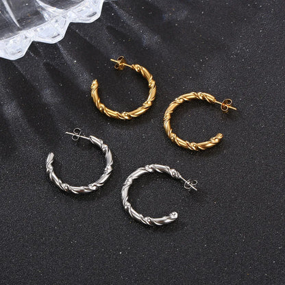 1 Pair Fashion C Shape Plating 201 Stainless Steel 18K Gold Plated Ear Studs